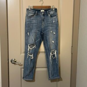 Altar’d State Light Wash Distressed Mom Jeans